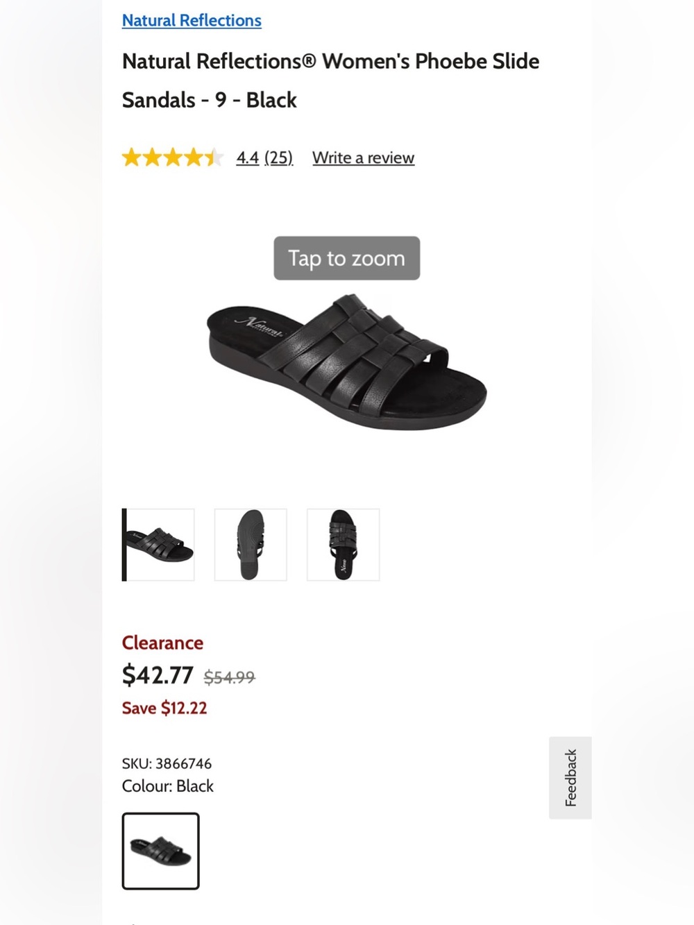 Natural Reflections Women's Black Woven Slide Sandals